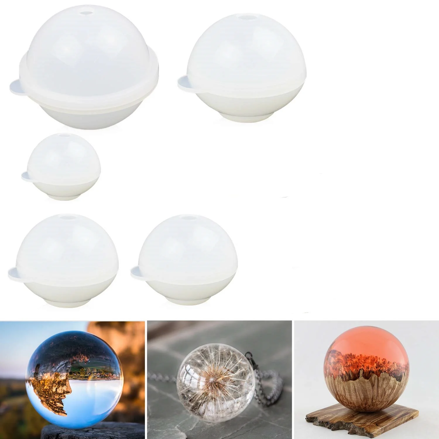 Resin Moulds Sphere Moulds,5pcs Ball Orb Silicone Mold, Diy Round